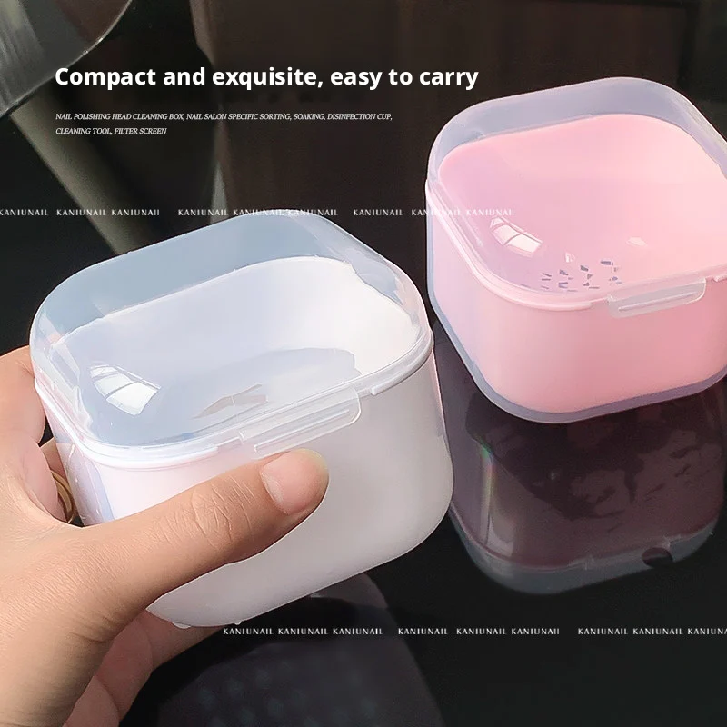 카니우 폴리싱 헤드 세척 소독 박스 이중 필터링 네일 아트 드릴 비트 세척 박스 매니큐어 살균