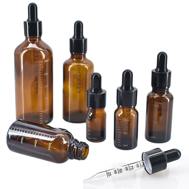 10ml 20ml 30ml AMBER BROWN GLASS PIPETTE DROPPER BOTTLES Eye Ear Liquid  Drops