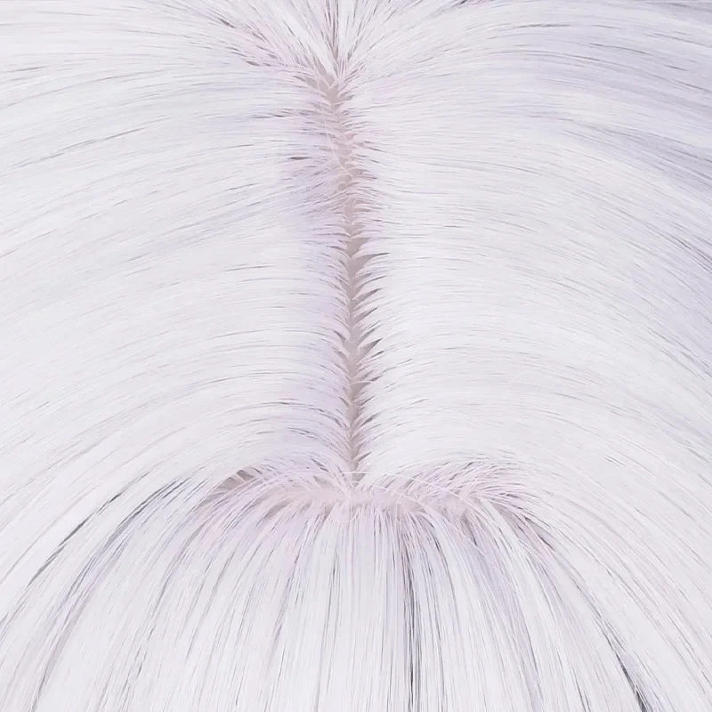 애니메이션 코스프레 가발 68cm 실버 화이트 두 개의 포니테일 내열성 합성 머리 + 가발 모자