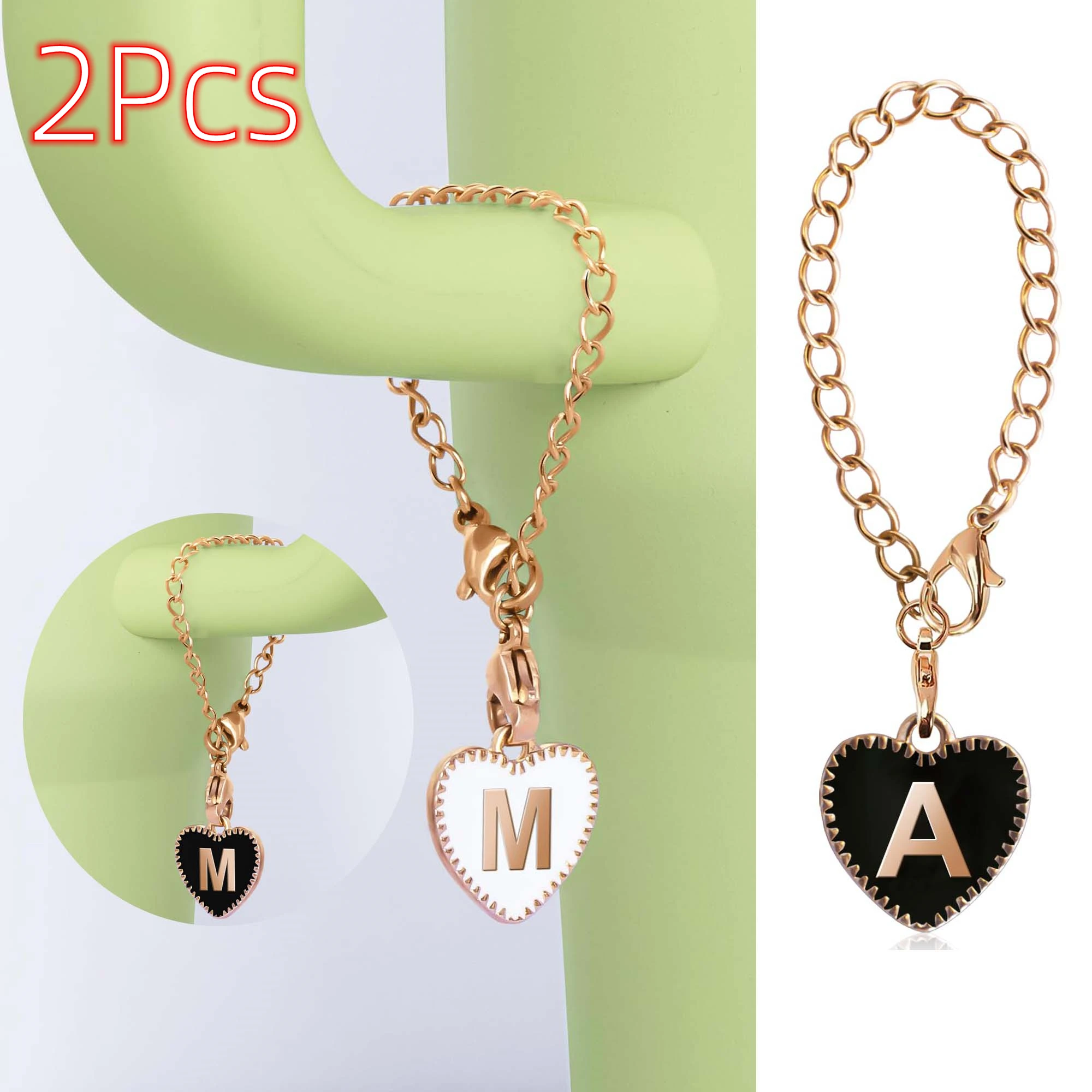 2PCS Letter Charm Accessories for Stanley Cup Heart Shape Alphabet Initial  Name ID Personalized Handle Charm for Stanley Tumbler - AliExpress
