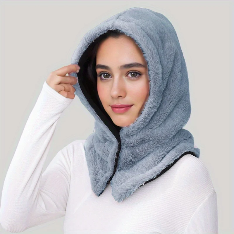 Winter Warm Hat Thickened Plush Windproof Balaclava Hat Unisex Adjustable Elastic Thermal Neck Protection Cycling Skiing Hat