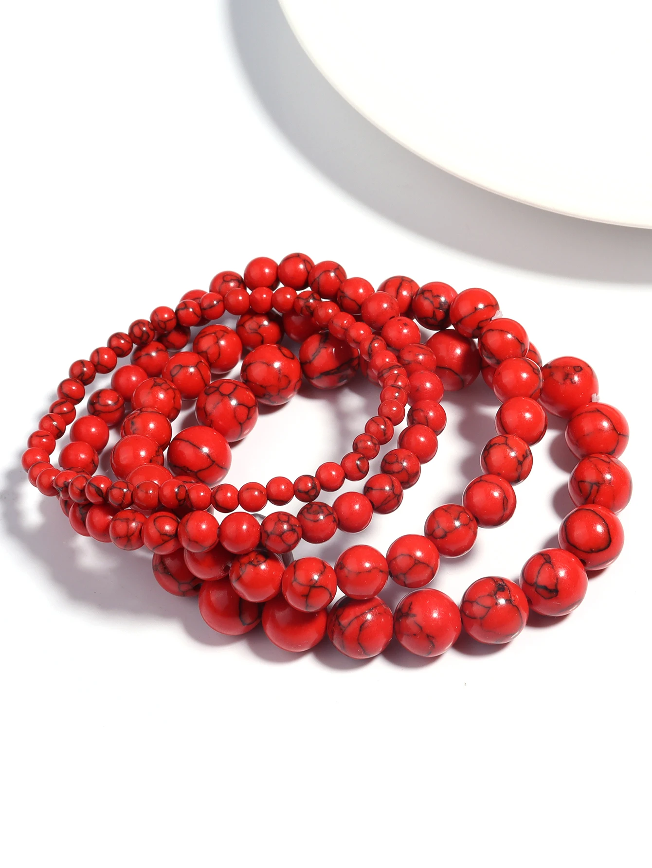 OAIITE-pulsera de jaspe rojo para hombre y mujer, brazalete con cuentas de piedra Natural, meditación, Yoga, oración, Reiki, joyería de pulso