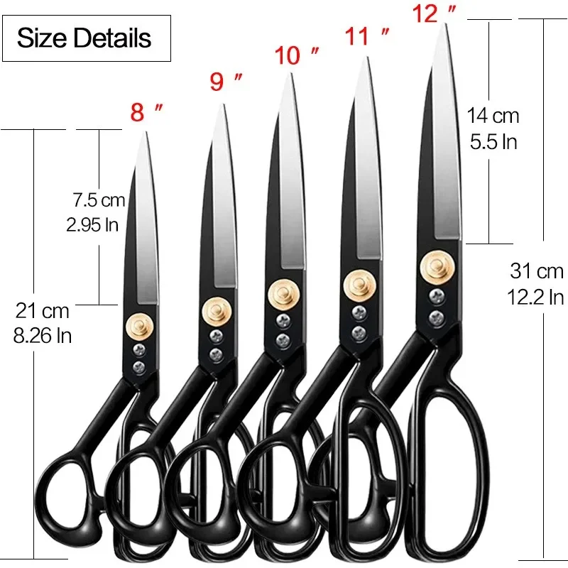 Sewing Scissors Tailor Scissors Craft Scissors Professional Sewing Tailor Scissors Kit Cutting Scissors for Cloth Needlework Aluminum Alloy Handle Fabric Cutter