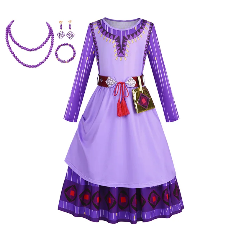 thumbnail image 1 of Disfraces de Disney Wish para niñas, disfraces de Cosplay de películas, vestido de princesa Asha para niños, Halloween, Carnaval, cumpleaños, mascarada, actuación en escenario, 1 of 5