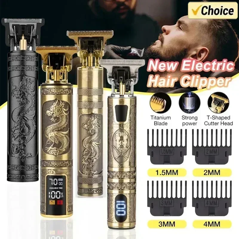 Vintage T9 Electric Hair Cutting Machine Hair Clipper Professional Men Shaver Rechargeable Barber Trimmer for Men Dragon Buddha hair clipper hair trimmer