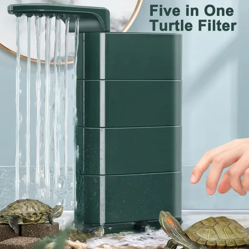 Turtle Aquarium Filter Low Water Suction Cycle 5 in 1 Wave Pumping Water Purification Quality Deodorisation