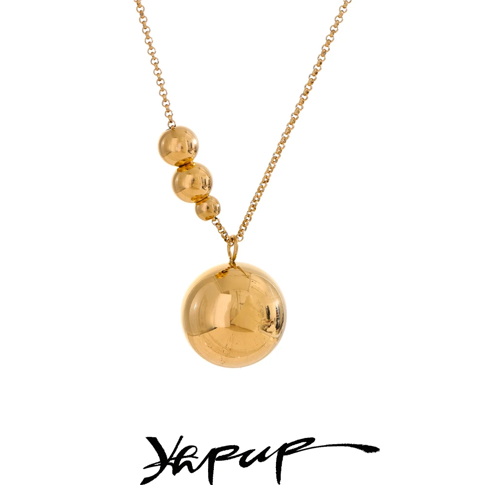 Yhpup 75cm Stainless Steel Metal Pendant Necklace for Women