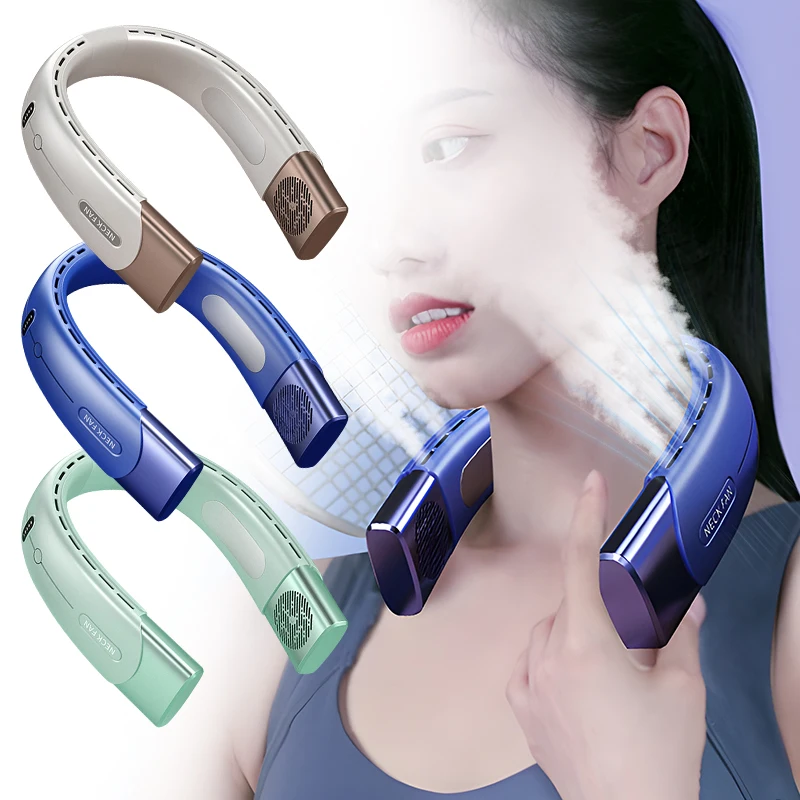 

4000mAh Neck Fan Portable Bladeless 5Speed Mute Fan USB Rechargeable Silence Mini Wearable Neckband Electric Air Conditioner Fan