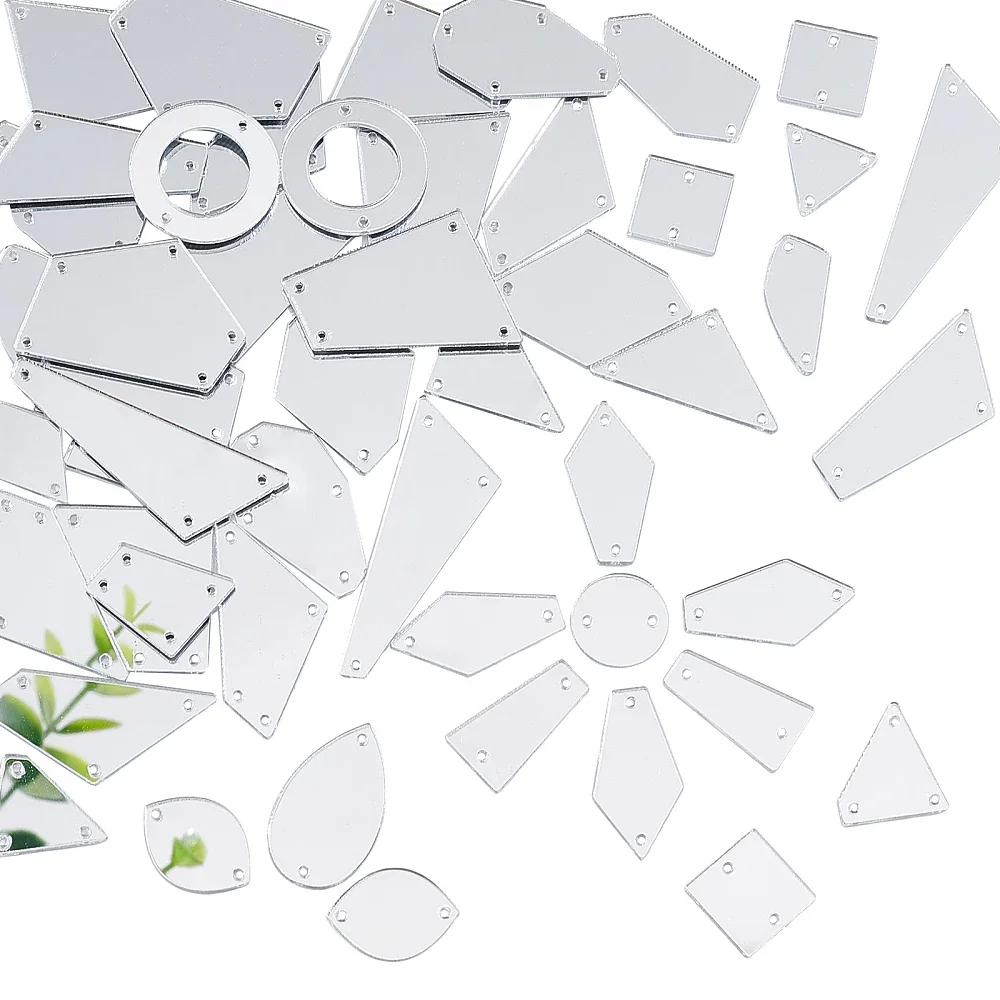 

50PCS Sew on Rhinestone Mirror Acrylic Rhinestone Links Garments Accessories Mixed Shapes Clear 14.5~41x10~26x1.5mm