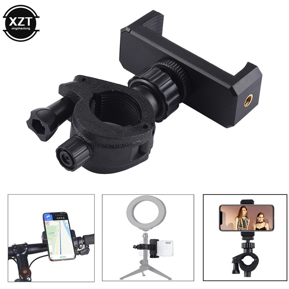 Phone Selfie Holder Streaming Bracket Automatic Clamping 360Â° Rotating Bracket SLR Camera Mobile Phone Live Circular Lamp Tripod