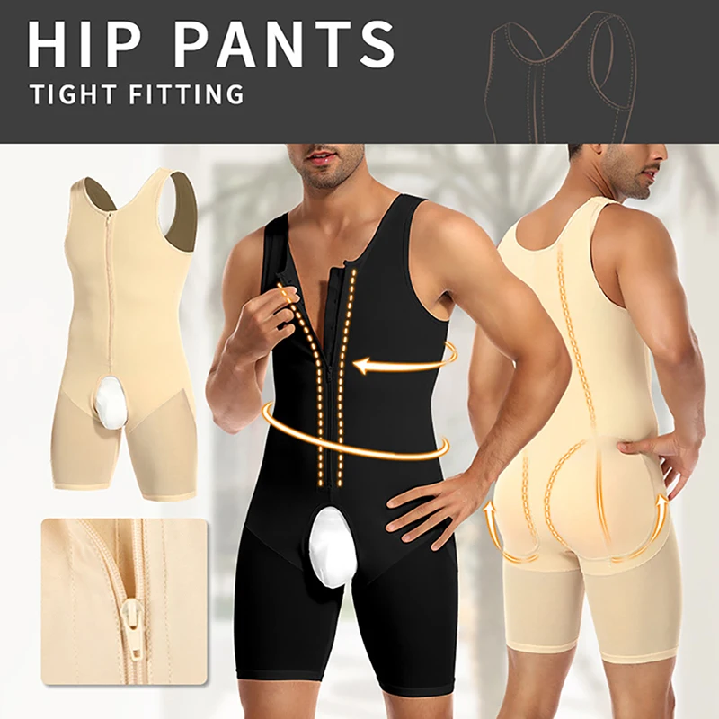 Butt Lifter Shapewear for Men Full Body Shaper Hip Padded Pants Booty Enhancer Bodysuit Underwear Slimming Corset Open Crotch