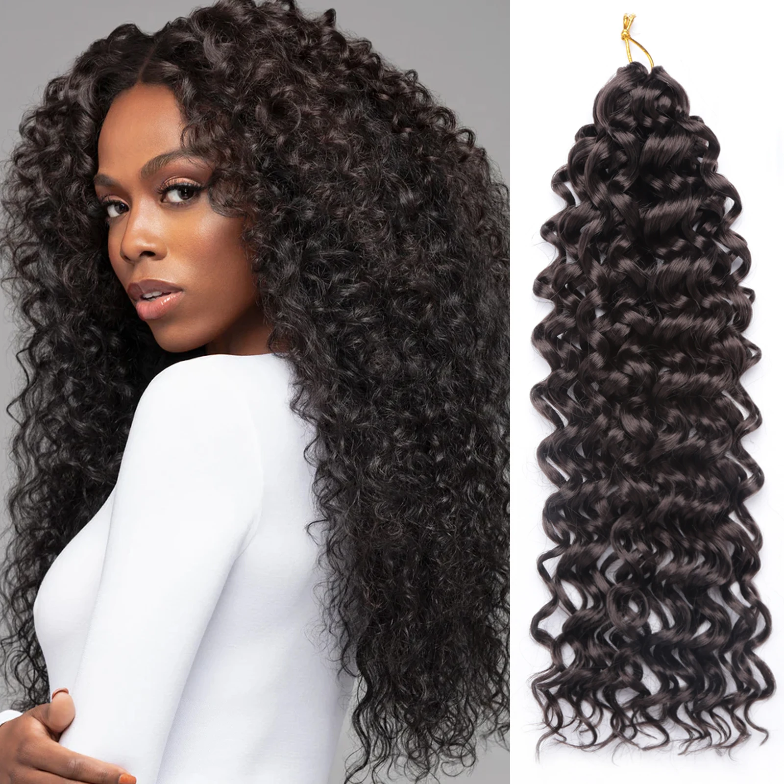 Amir GoGo Curl Crochet Hair for Women Synthetic Deep Wave Beach Curl Crochet Braids 18Inch Ombre Braiding Hair Extensions