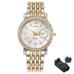 Elegant Women's Two - Tone Crystal Stainless Steel Quartz Wristwatch (Gold and silver)