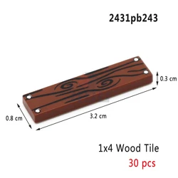 Wood Grain Pattern Tile Parts - City Building Block Accessories Assembly Toy (30pcs 2431pb243)