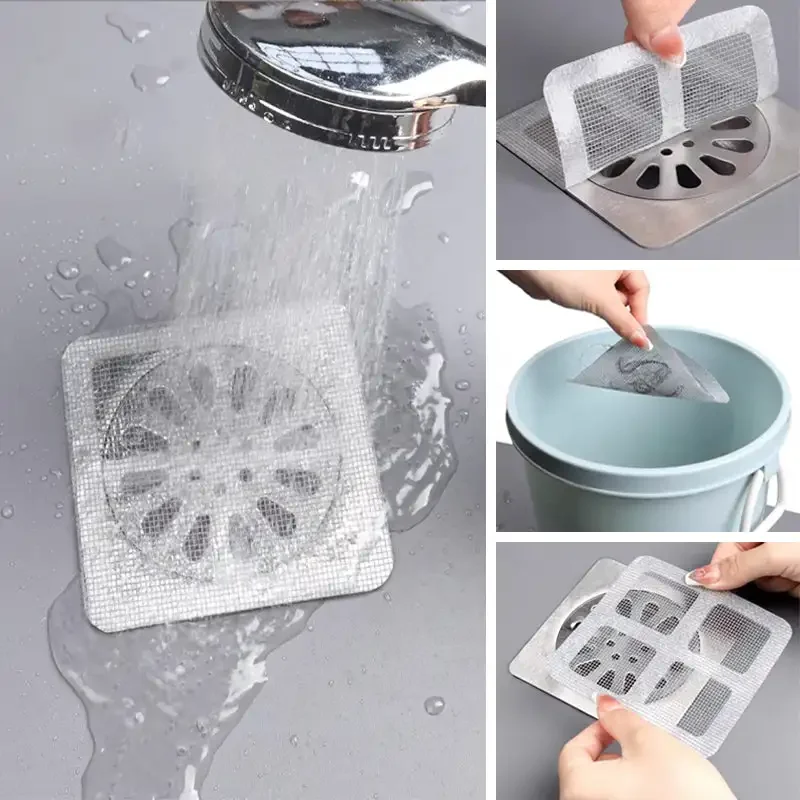 Floor Drain Filter Disposable Hair Catcher Shower Sink Strainer Sewer Mesh Stickers Multifunctional 10x10cm