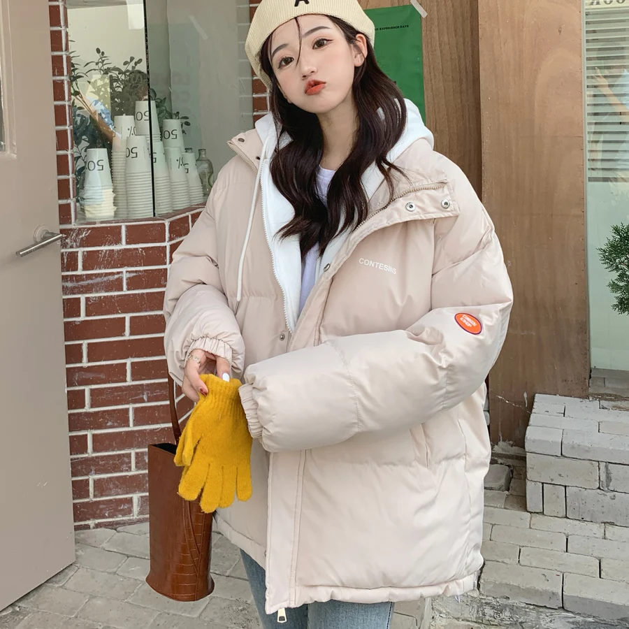 

2023 New Winter Parkas Women Jacket Outerwear Hooded Thick Warm Short Jacket Cotton Padded Female Parka Basic Coat
