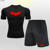 T Shirt Shorts Suit Men Tracksuit Bat Compression Gym Tight Yoga Sets Workout Jogging Top Fitness Clothing Sportswear 1