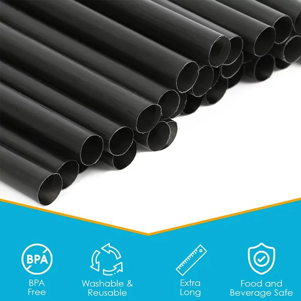 50-400Pcs Black Big Milkshake Straws Large Drinking Straws Bubble Tea Straw MilkTea Party Wedding Bar Home Accessories