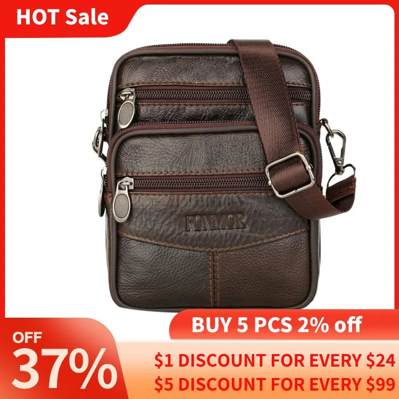 Dropshipping Mens Leather Small Messenger Bag Satchels Multifunctional