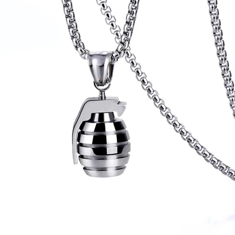 

Personalized men's grenade Fashion necklace Vintage punk style men's pendant foreign trade Wholesale 1$ free postage luxury jewe