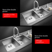 304 Stainless Steel Kitchen Sink Silver Double Slot Undermount Sink Multifunctional Sinks For Kitchen Renovation 2