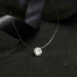 Dazzling Zircon & Pearl Necklace with Invisible Line - Elegant Women's Jewelry in 5 Colors (White)
