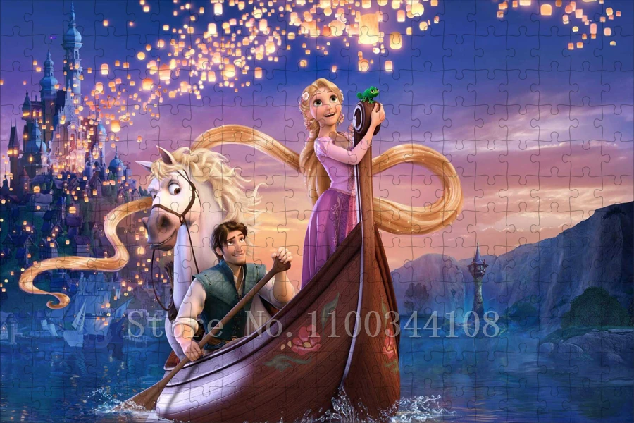 300/500/1000 Pieces Disney Princess Jigsaw Puzzles Rapunzel Animation Puzzles Kids Intelligence Education Toys Girls Gifts