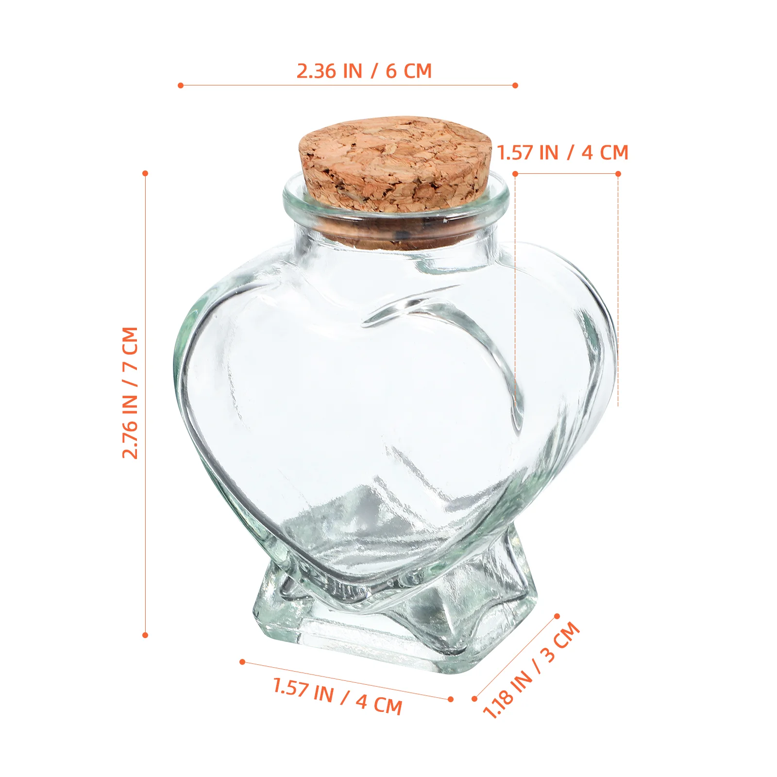 2 Pcs Heart Bottles Wishing Glass Jar with Cork Heart-shaped Transparent Travel Holy Water 6
