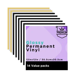 Premium 12x12 Adhesive Vinyl Sheets for Crafting and Outdoor Decoration (14pcs(4colors))
