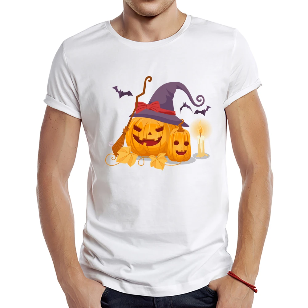 

2022 Men's New holloween pumpkin Design Short Sleeve T-Shirt Cool Printed Tops Hipster Tee