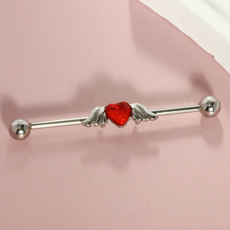 1Pcs 14G 38mm Stainless Steel Industrial Barbell Ring Ear Straight Barbell Stud Cartilage Earring Helix Body Piercing Jewelry