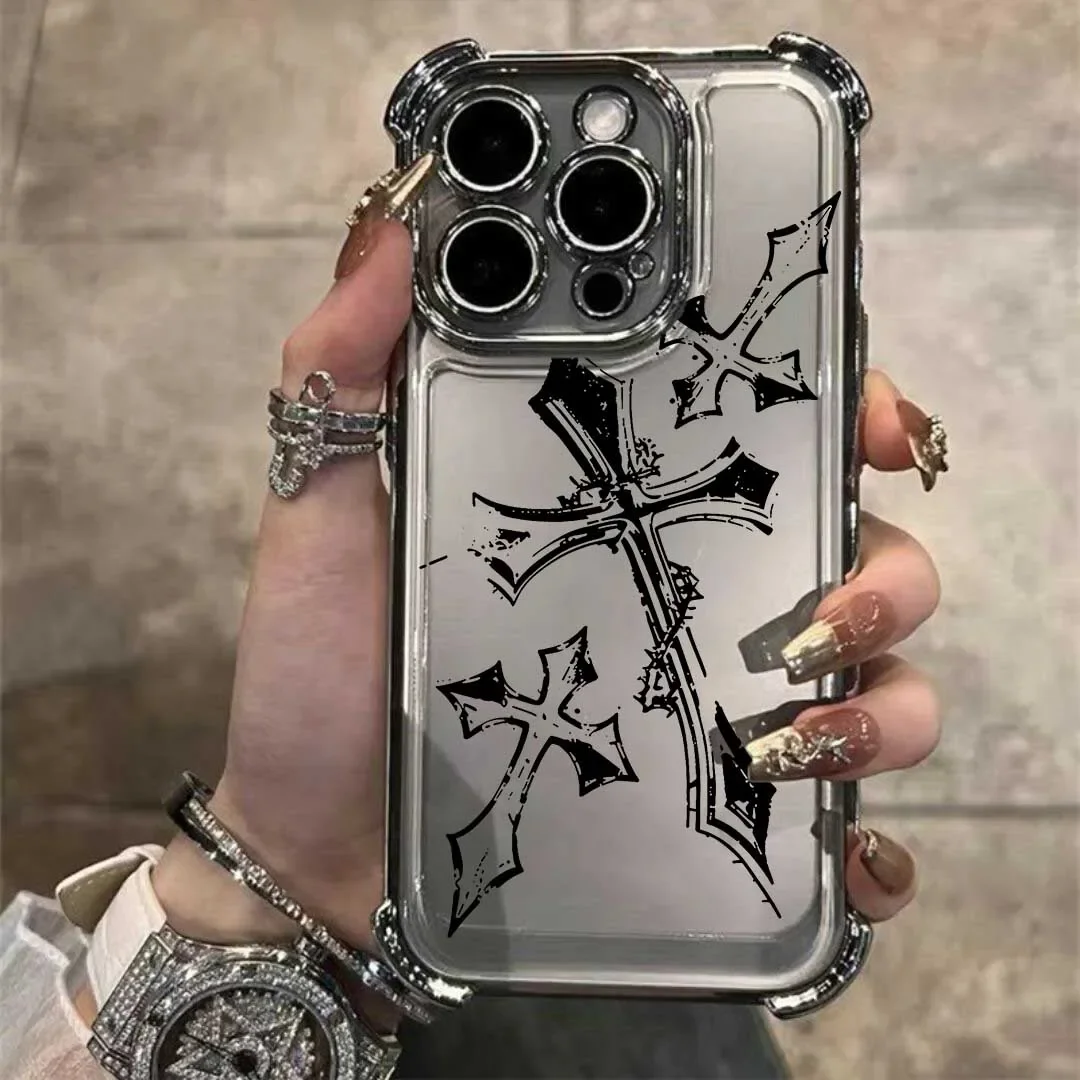 Black Cool Dark Gothic Cross Mark Clear Case Cover