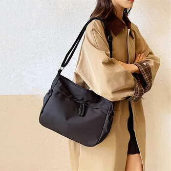 حقيبة قماش بجيب مزدوج الجوانب، حقيبة كتف من النايلون تحت الإبط، حقائب ماسنجر عصرية للاستخدام اليومي للنساء والعمل والسفر والنزهات 2