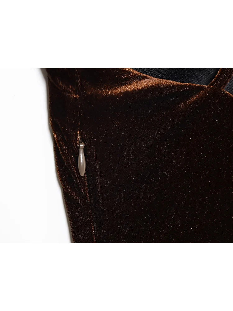 New Women Halter Fringed Dress Chic Hanging Neck Sleeveless Robes Sexy Backless Slim Fit Ladies Tassel Velvet Long Dresses