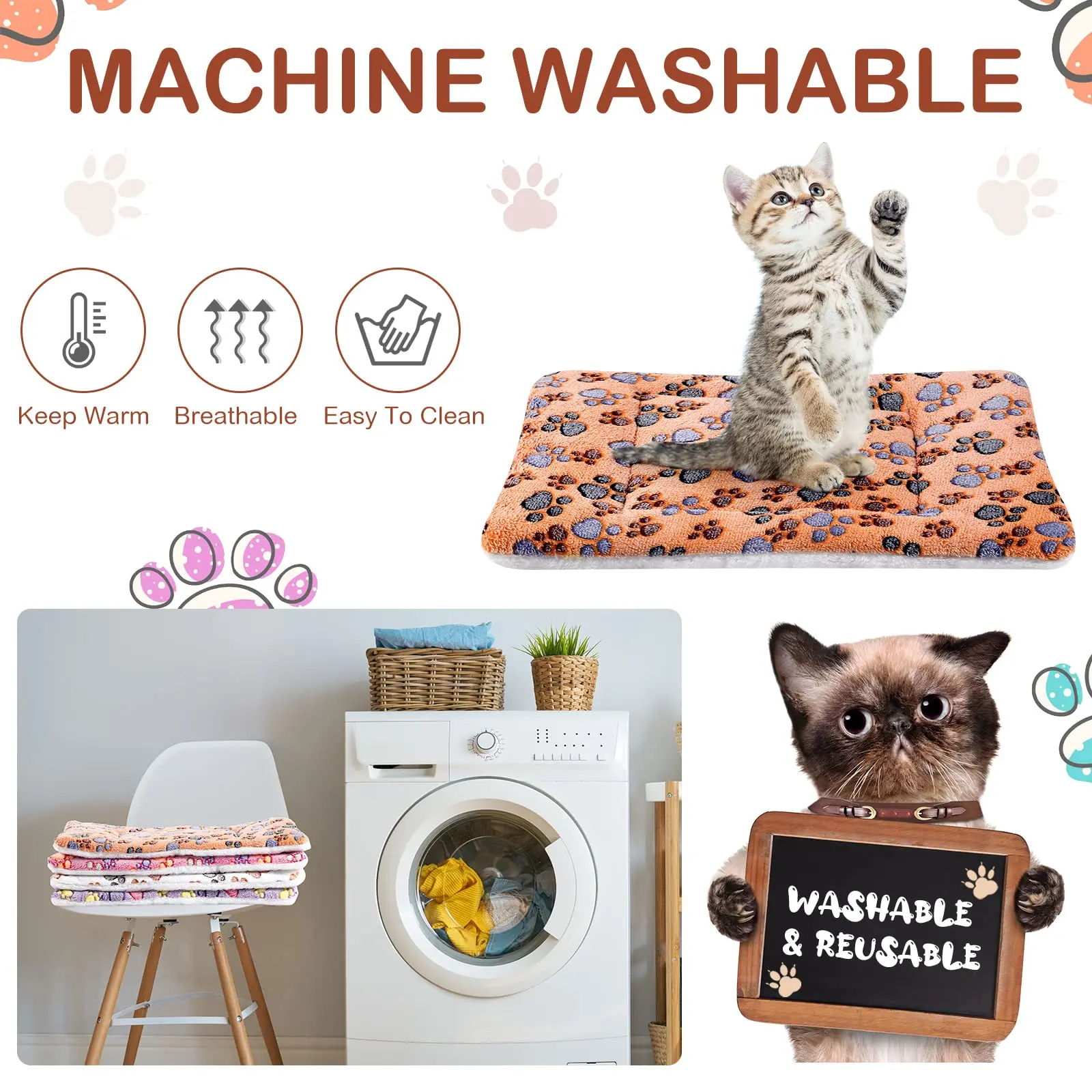 Washable Pet Sleeping Mat - Dog Bed  Cat Cushion