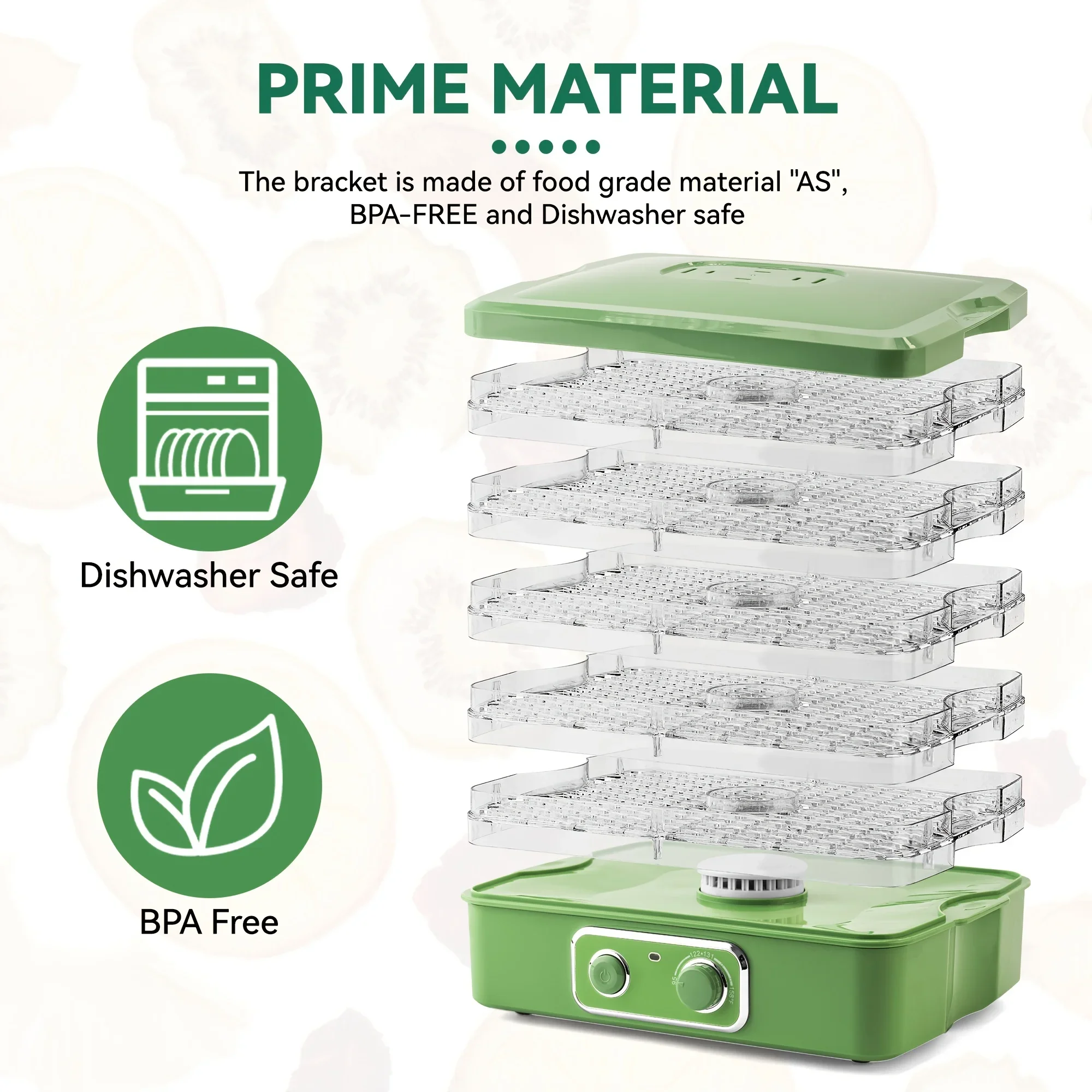 Fruit Dehydrator 5 Tier Adjustable Temperature Food Dryer for Snacks Quick Drying Easy to Use Fast Efficient Smart Automated 2