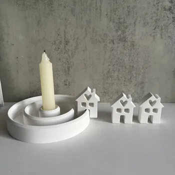 New Epoxy Mold Love House Table Decor 4 Even Chimney Small House Molds DIY Castle Chocolate Silicone Mold Cake Decoration Gypsum 2
