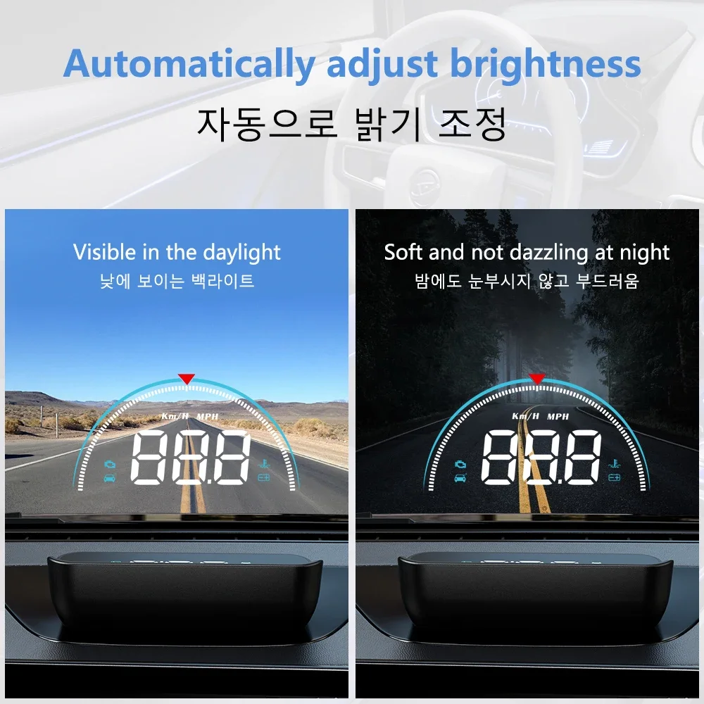 Geyiren HUD  ÷ ڵ ӵ 跮 , RPM , KMH MPH  ӵ, ڵ ׼, M8 OBD2