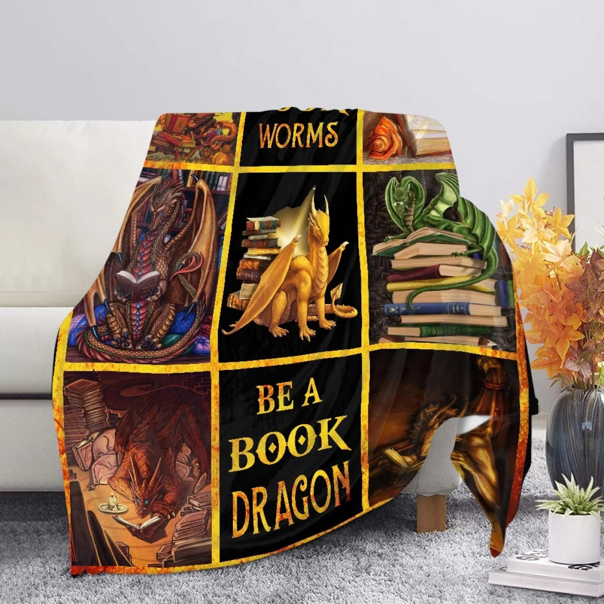 

Book 3D Dragon Soft Plush Blankets for Girls Boys Flannel Skin Friendly Throw Blanket for Living Room Bedroom Bed Sofa Picnic