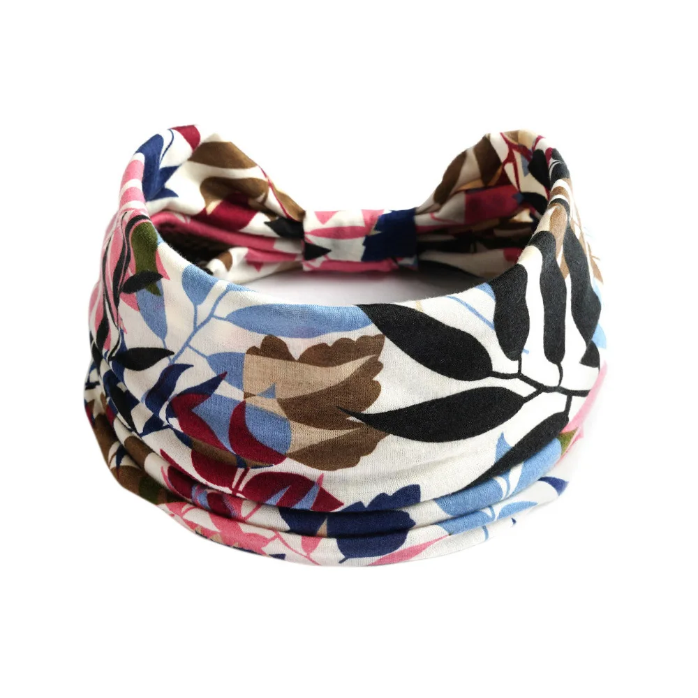 Boho Floral Stretch Bandana Headbands for Women - Non-Slip Knot Hair Scarf