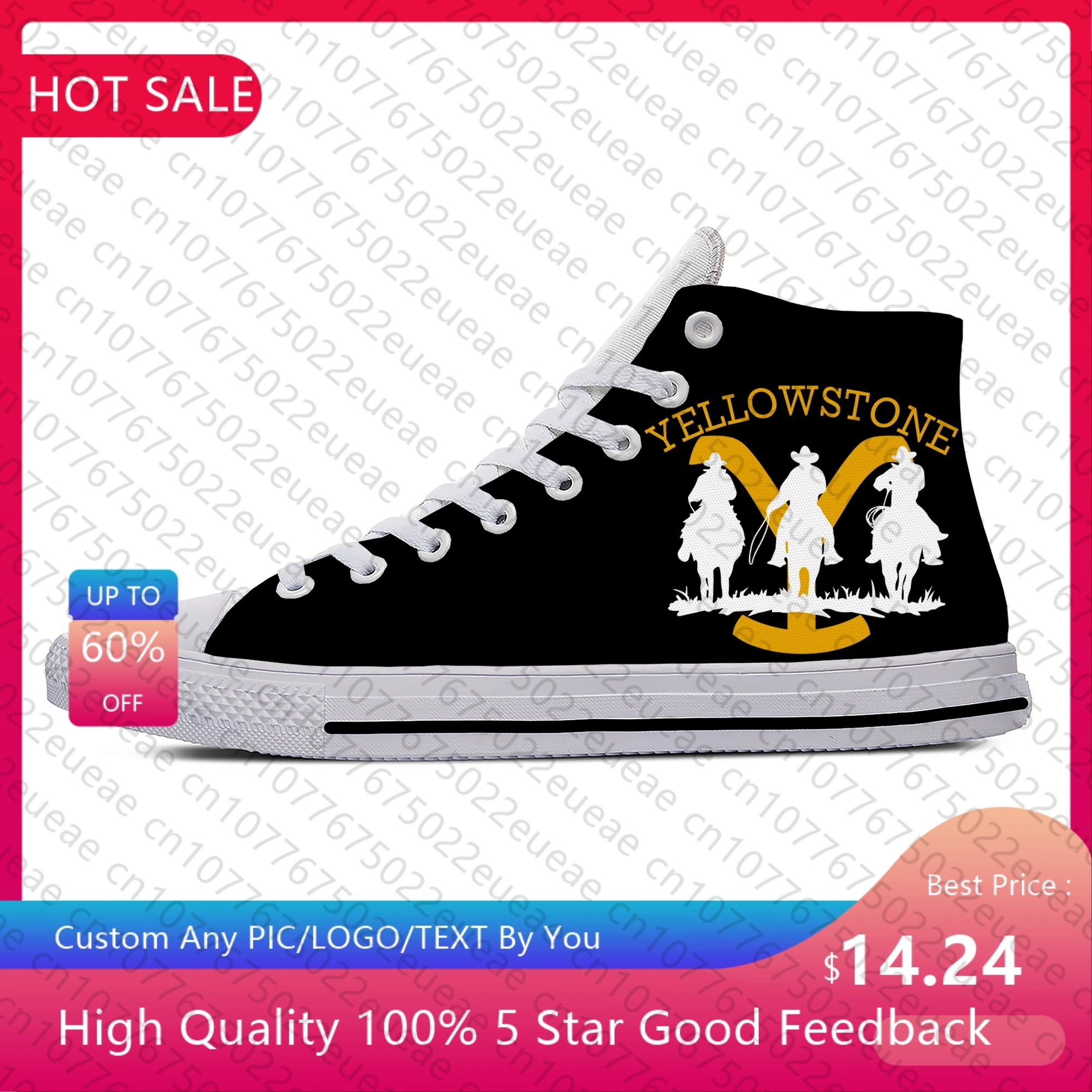 

Высокие кроссовки Yellowstone для мужчин и женщин, повседневная холщовая обувь для подростков, дышащая легкая обувь для бега с 3D принтом, белые