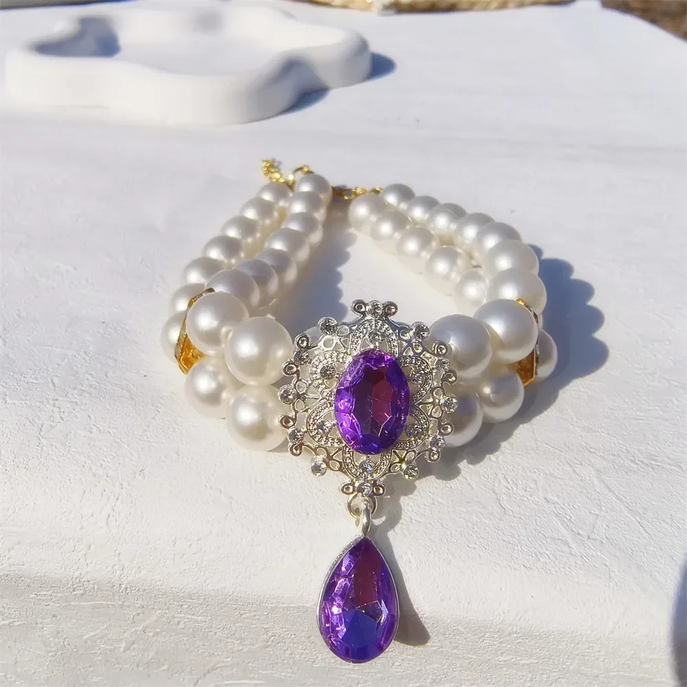 Cute Pet Accessories Double Layer Pearl Pet Necklace Sweet Flower Pendant Cat Neck Chain Adjustable Pearl Collar for Cats Puppy Cute Pet Accessories Double Layer Pearl Pet Necklace Sweet Flower Pendant Cat Neck Chain Adjustable Pearl Collar for Cats Puppy