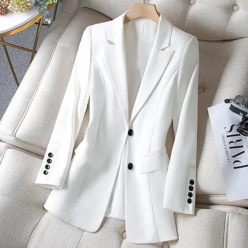 

Spring Autumn Korean Women Short Suit Jacket Slim Single-breasted Notched Collar Long Sleeve Female Blazers Coat Chaqueta Mujer