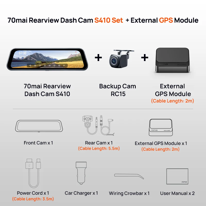 70mai Rearview Dash Cam S410 9.35