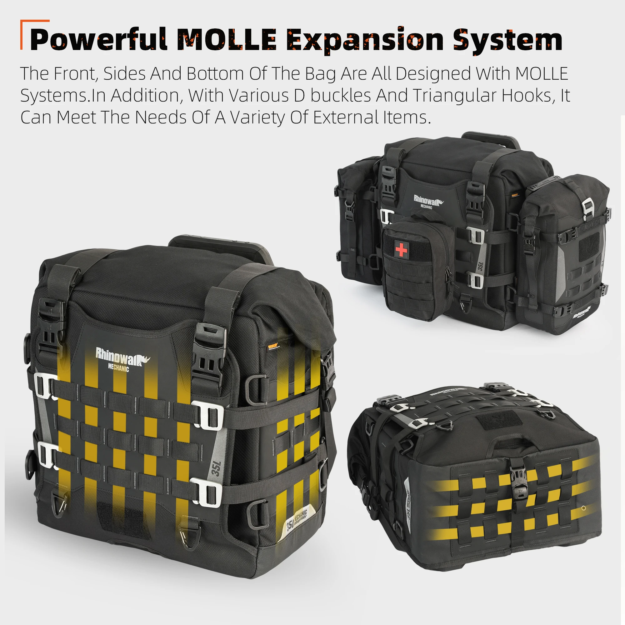 Borsa Da Moto Impermeabile Rhinowalk 6L - Da Sella O Laterale, Tracolla, Fibbie A Camma - Foto 9