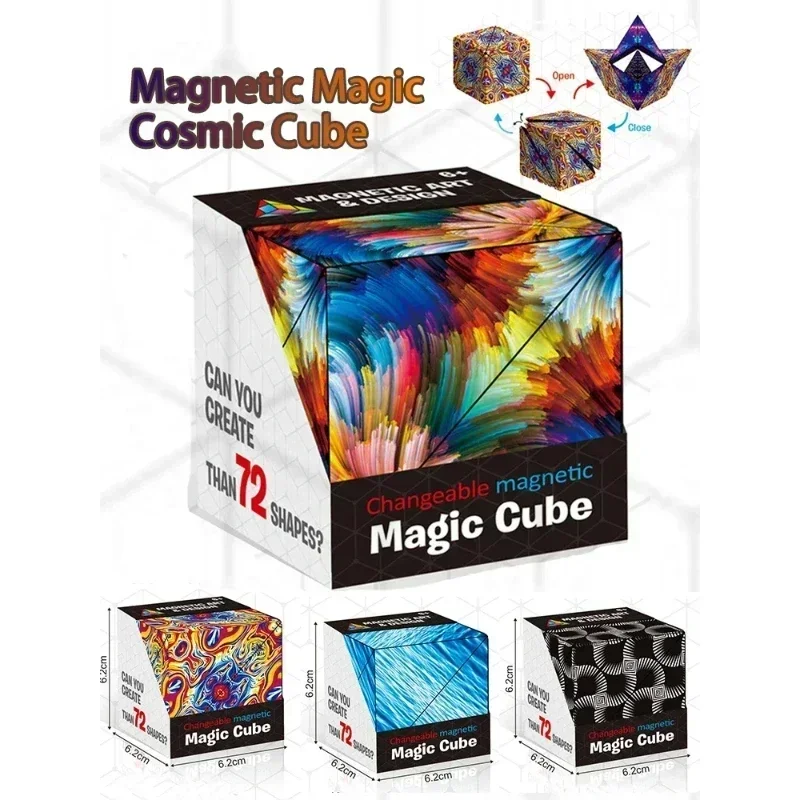 3D Dreamy Changeable Magnetic Magic Square Infinite Flippig Geometry Puzzle Game Antistress Fidget Toy Children Birthday Gift