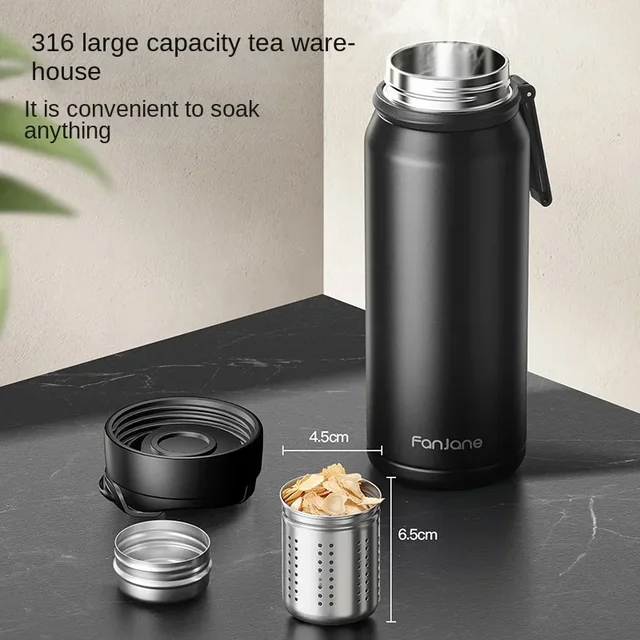 FANJANE Thermos Bottle Cup with Magnetic Tea Infuser Coffee 316 Stainless Steel Vacuum Bottle Keep Cold Hot Travel Business Gift 2