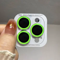 Luminous Camera Protector with Ceramic Lens Ring - Tempered Glass Back Cover (2 - 3 Pack) - 12proMax(3pcs (Green)