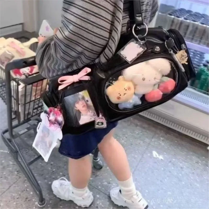 JIAERDI Transparent Silver Itabag Women Versatile Double Sided Pocket Casual Pain Bag Girls Harajuku Aesthetic Shoulder Bags New