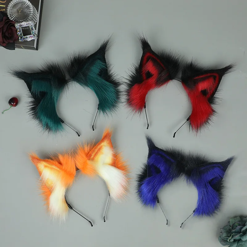 

Kawaii Cat Ear Headdress Woman Cute Plush Furry Fox Ears Headband Lolita Anime Cosplay Masquerade-Party Ear Hair Accessories